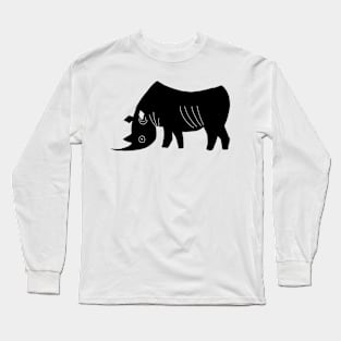 Rhino Funny Nursery Cartoon Hand Drawing Long Sleeve T-Shirt